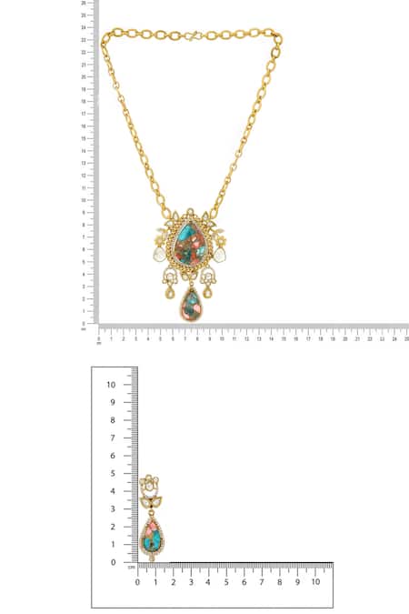 Buy Ruby Raang Multi Color Gemstones, Natural Antique Finish Earrings And Necklace Set Online at Aza Fashions Buy_Ruby Raang_Multi Color Gemstones, Natural Antique Finish Earrings And Necklace Set _Online_at_Aza_Fashions