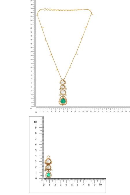 Ruby Raang Gold Plated Stones Natural Antique Finish Earrings And Necklace Set at Aza Fashions Ruby Raang_Gold Plated Stones Natural Antique Finish Earrings And Necklace Set _at_Aza_Fashions