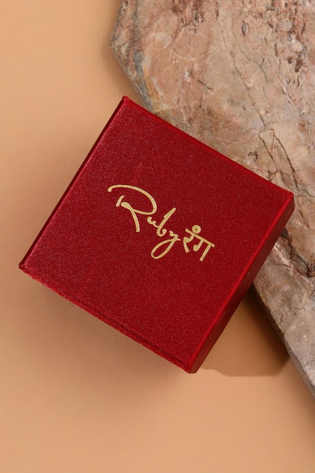 Shop_Ruby Raang_Gold Plated Imitation Gemstones Kundan Antique Finish Earrings And Necklace Set 