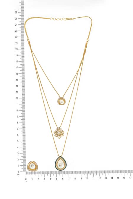 Ruby Raang Gold Plated Kundan Antique Finish Earrings And Dew Drop Necklace Set at Aza Fashions Ruby Raang_Gold Plated Kundan Antique Finish Earrings And Dew Drop Necklace Set _at_Aza_Fashions