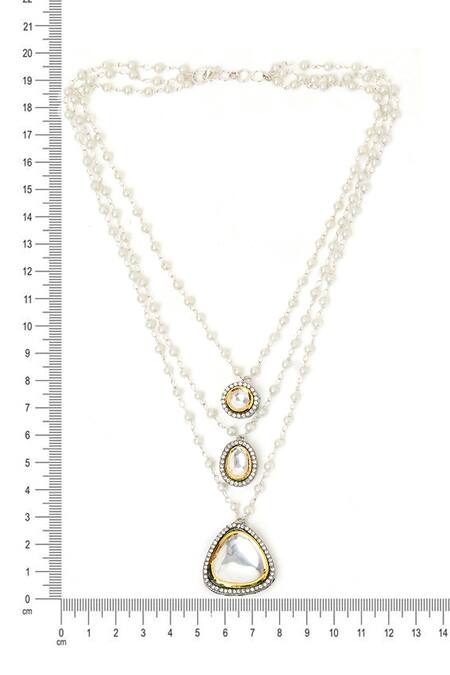 Buy Ruby Raang Silver Plated Beaded Layered Kundan Necklaces Online at Aza Fashions Buy_Ruby Raang_Silver Plated Beaded Layered Kundan Necklaces _Online_at_Aza_Fashions