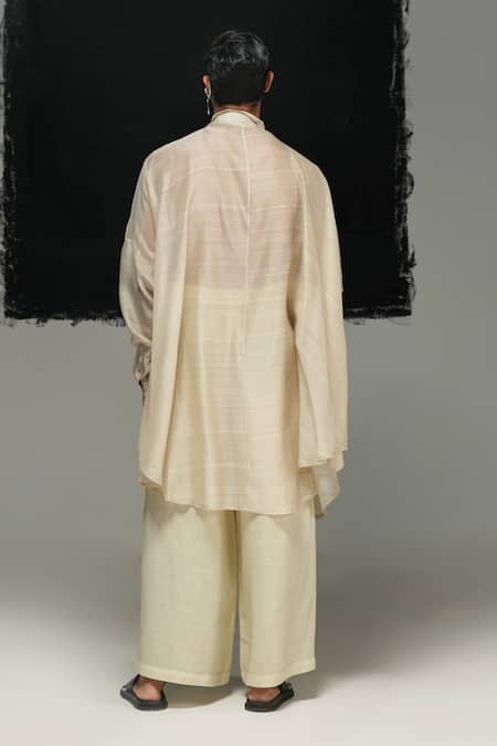 Shop Urvashi Kaur White Cotton, Linen Sirius Pant at Aza Fashions Shop_Urvashi Kaur_White Cotton, Linen Sirius Pant _at_Aza_Fashions