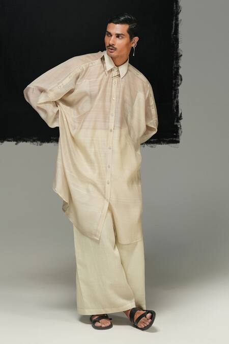 Urvashi Kaur White Cotton, Linen Sirius Pant Online at Aza Fashions Urvashi Kaur_White Cotton, Linen Sirius Pant _Online_at_Aza_Fashions