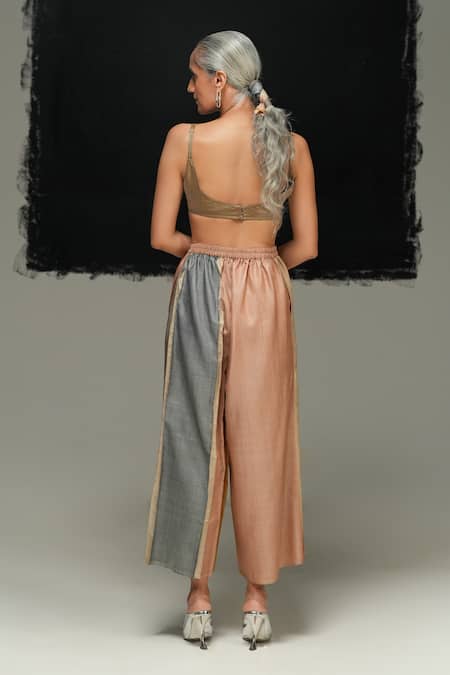 Shop Urvashi Kaur Multi Color Tussar, Silk Multicolour Designer Pant at Aza Fashions Shop_Urvashi Kaur_Multi Color Tussar, Silk Multicolour Designer Pant _at_Aza_Fashions