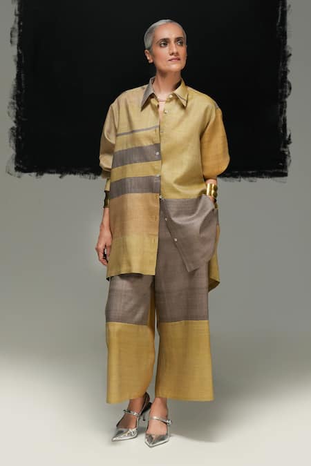 Urvashi Kaur Multi Color Tussar Multicolour Pant 