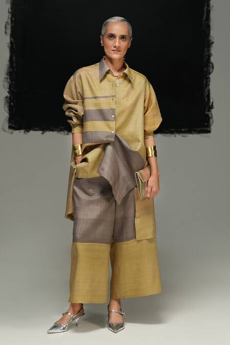 Urvashi Kaur_Multi Color Tussar Multicolour Pant _Online_at_Aza_Fashions