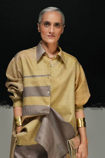 Shop_Urvashi Kaur_Multi Color Tussar Multicolour Pant _Online_at_Aza_Fashions