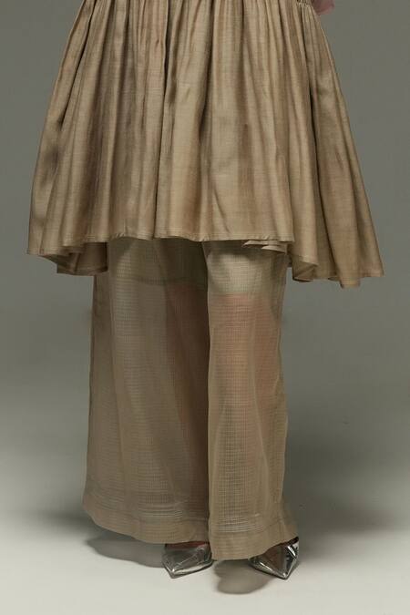 Urvashi Kaur Gray Cotton Flint Pant Online at Aza Fashions Urvashi Kaur_Gray Cotton Flint Pant _Online_at_Aza_Fashions