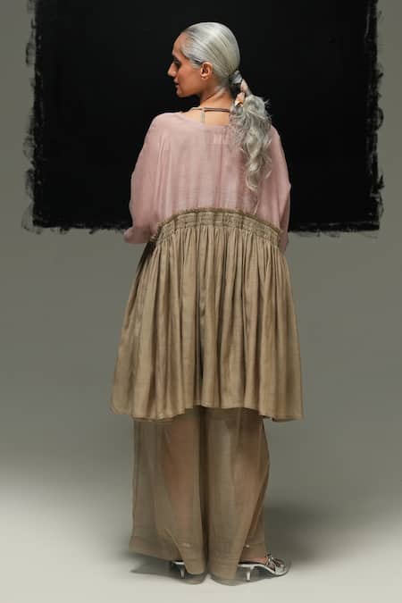 Shop Urvashi Kaur Gray Cotton Flint Pant at Aza Fashions Shop_Urvashi Kaur_Gray Cotton Flint Pant _at_Aza_Fashions