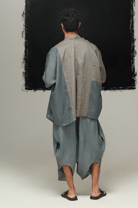 Shop Urvashi Kaur Blue Ramie, Linen Designer Pant Online at Aza Fashions Shop_Urvashi Kaur_Blue Ramie, Linen Designer Pant _Online_at_Aza_Fashions