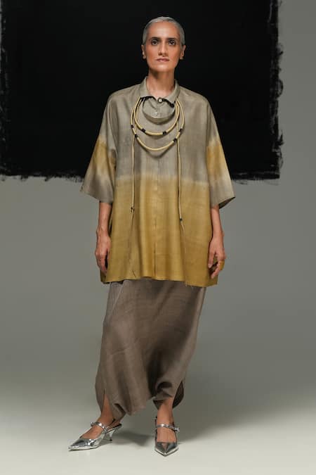 Urvashi Kaur Gray Ramie, Linen Designer Pant 