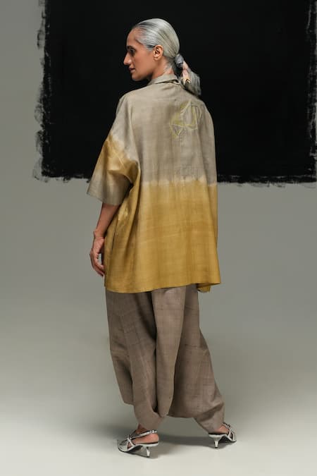 Shop Urvashi Kaur Gray Ramie, Linen Designer Pant at Aza Fashions Shop_Urvashi Kaur_Gray Ramie, Linen Designer Pant _at_Aza_Fashions