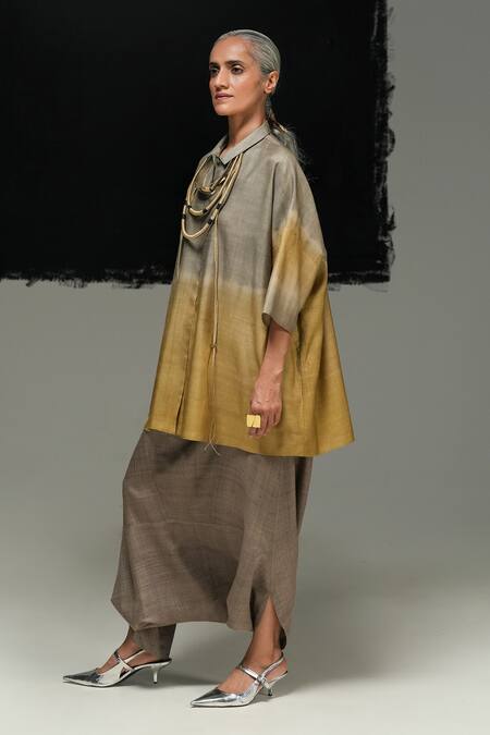 Buy Urvashi Kaur Gray Ramie, Linen Designer Pant Online at Aza Fashions Buy_Urvashi Kaur_Gray Ramie, Linen Designer Pant _Online_at_Aza_Fashions