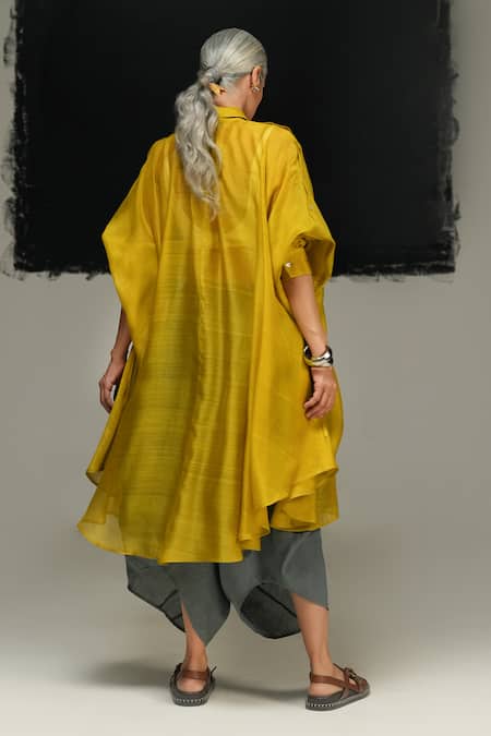 Urvashi Kaur Green Handloom Chanderi Silk Shirt 