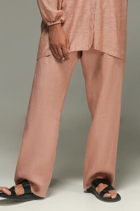 Urvashi Kaur Pink Ramie Linen Sten Pant 