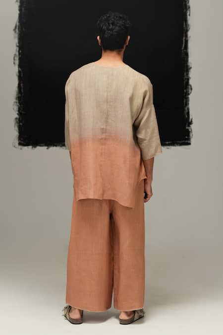 Urvashi Kaur Ombre Linen Stitchline Kurta 