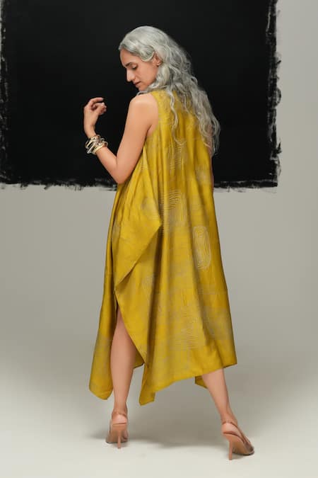 Urvashi Kaur Avocado Green Mulberry Silk Dress 