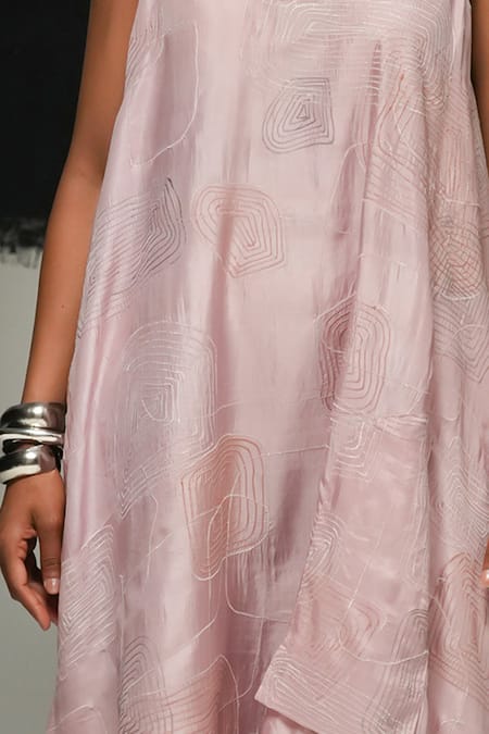 Buy Urvashi Kaur Pink Silk Embroidery High Neck Michi Dress Online at Aza Fashions Buy_Urvashi Kaur_Pink Silk Embroidery High Neck Michi Dress _Online_at_Aza_Fashions