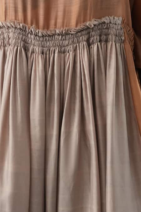 Buy_Urvashi Kaur_Silk Round Neck Hibiki Handwoven Mulberry Dress 