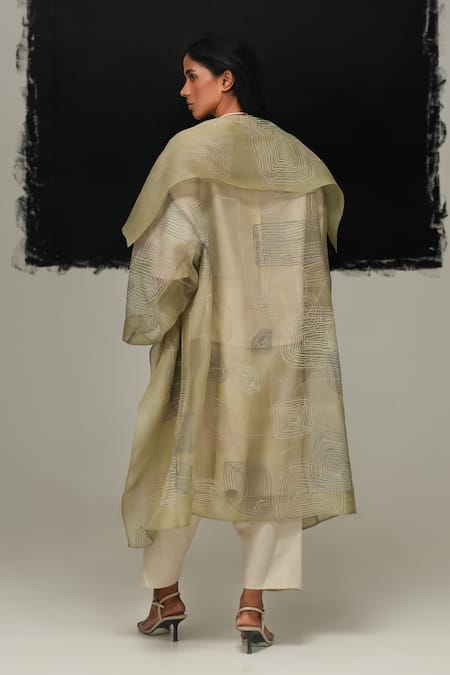 Urvashi Kaur Sage Green Organza Variable Jacket 