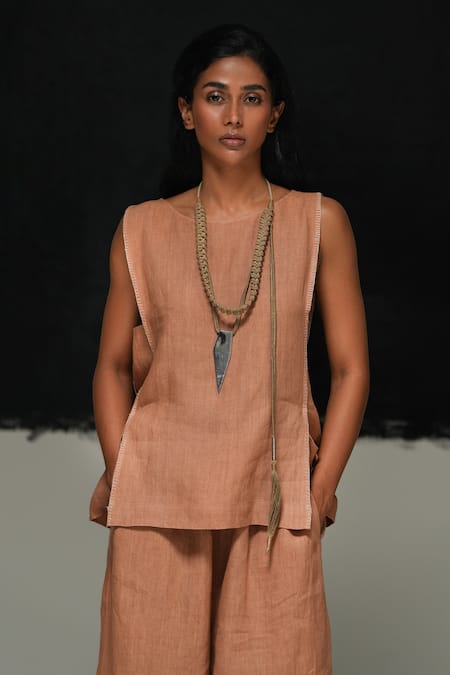 Urvashi Kaur Yuragi Handwoven Linen Top 