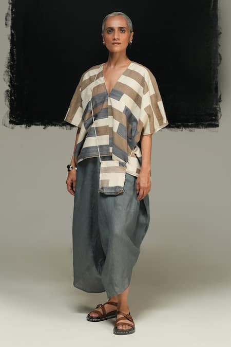 Urvashi Kaur Multicolor Tussar Hanwoven Silk Top 