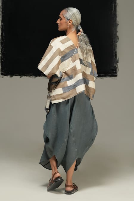 Urvashi Kaur Multicolor Tussar Hanwoven Silk Top 