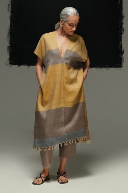 Urvashi Kaur Zen Tussar Hanwoven Silk Tunic 