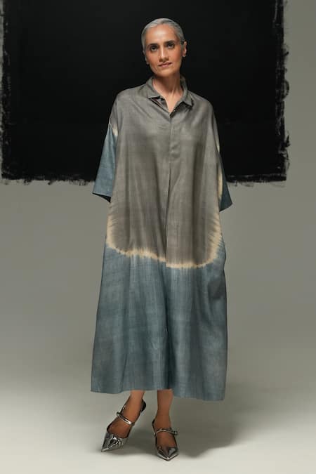Urvashi Kaur Tie-Dyed Tussar Silk Mizu Dress 