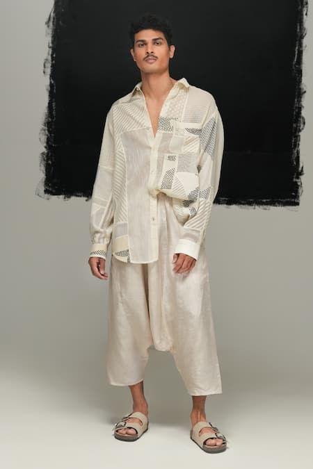 Urvashi Kaur Designer Pearl White Arto Shirt 