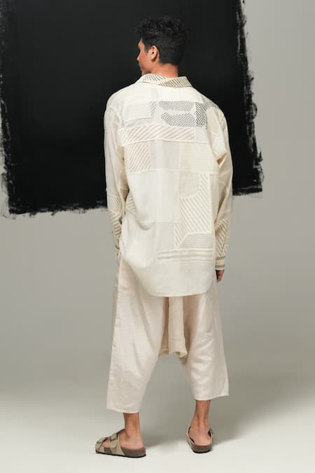 Urvashi Kaur Designer Pearl White Arto Shirt 