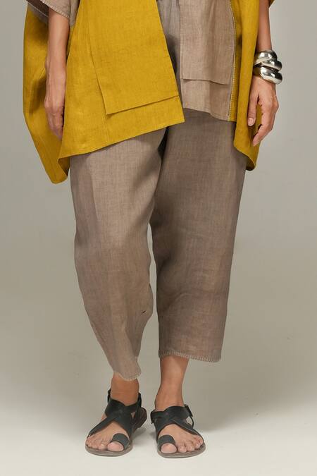 Urvashi Kaur Gray Linen Designer Duro Pant Online at Aza Fashions Urvashi Kaur_Gray Linen Designer Duro Pant _Online_at_Aza_Fashions