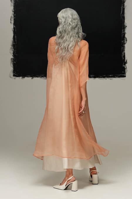 Urvashi Kaur Rust Sheer Designer Asa Tunic 