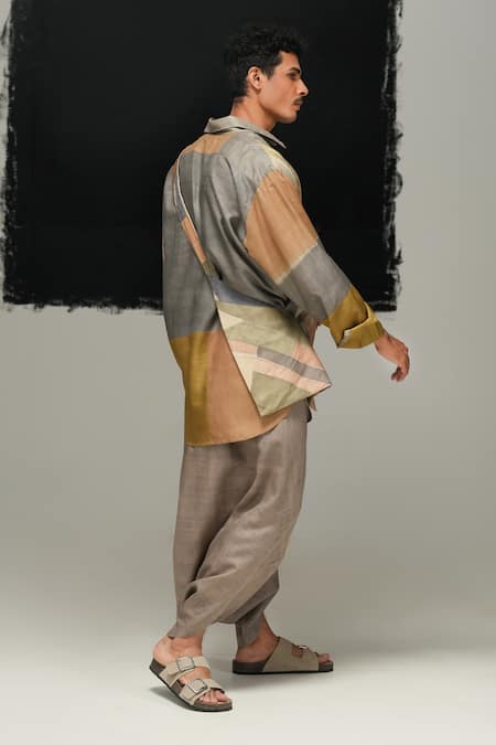 Urvashi Kaur Green Tussar Ibuku Pant In Avocado Online at Aza Fashions Urvashi Kaur_Green Tussar Ibuku Pant In Avocado _Online_at_Aza_Fashions