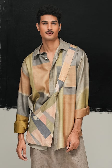 Shop Urvashi Kaur Green Tussar Ibuku Pant In Avocado Online at Aza Fashions Shop_Urvashi Kaur_Green Tussar Ibuku Pant In Avocado _Online_at_Aza_Fashions