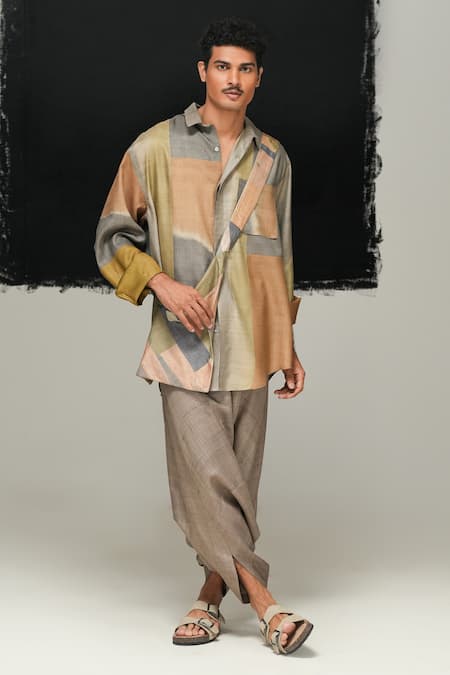 Urvashi Kaur Tussar, Silk Multicolor Hand Woven Shirt at Aza Fashions Urvashi Kaur_Tussar, Silk Multicolor Hand Woven Shirt _at_Aza_Fashions