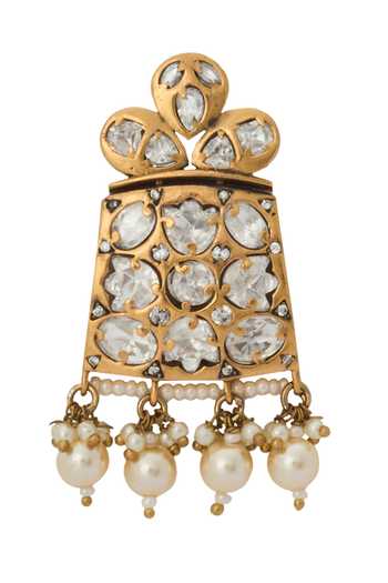 Buy Nazaakat By Samara Singh White Zari Kundan Pearl Necklace And Earring Set Buy_Nazaakat By Samara Singh_White Zari Kundan Pearl Necklace And Earring Set