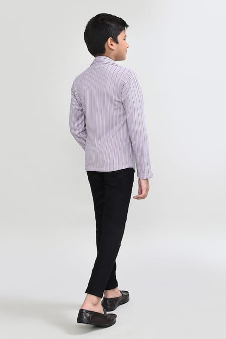 Petite Pomme Purple Striped Blazer Set 