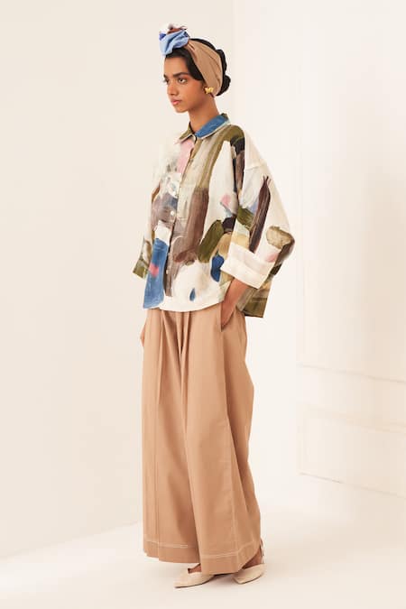 Shop_OFRIDA_Multi Color Cotton Collared Florence Ae Multicolor Shirt _Online_at_Aza_Fashions