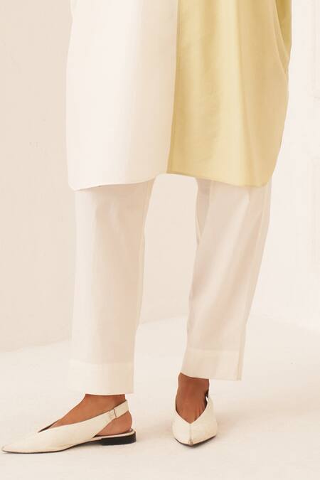 OFRIDA_White Cotton Ivory Bf Pant _Online_at_Aza_Fashions
