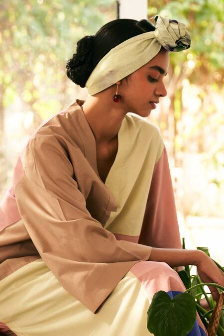 OFRIDA_Multi Color Cotton V-neck Multicolor Designer Turin Stft Kurta _at_Aza_Fashions