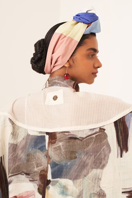 OFRIDA_Multi Color Cotton Collared Multicolor Shirt And Pant Set _at_Aza_Fashions