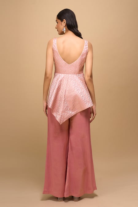 Samyukta Singhania Peach Brocade & Tissue Top Pant Set 