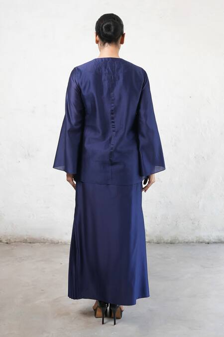 Buy Saksham & Neharicka Navy Cotton, Silk Applique Keyhole Neck Blue Co-ord Set Online at Aza Fashions Buy_Saksham & Neharicka_Navy Cotton, Silk Applique Keyhole Neck Blue Co-ord Set _Online_at_Aza_Fashions