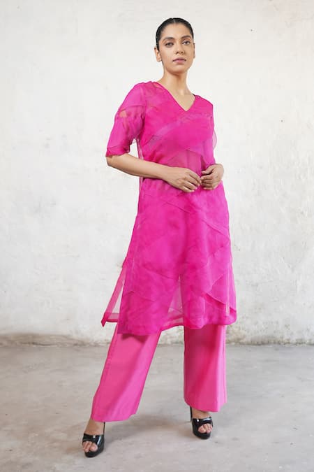 Saksham & Neharicka Michelle Pink Kurta Set 