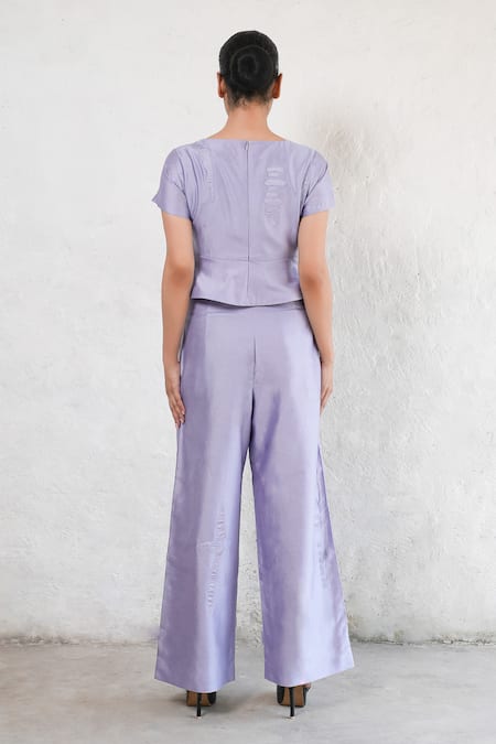 Saksham & Neharicka Purple Brocade Embroidery Round Neck Hand Co-ord Set at Aza Fashions Saksham & Neharicka_Purple Brocade Embroidery Round Neck Hand Co-ord Set _at_Aza_Fashions