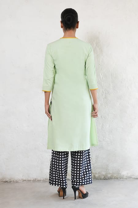 Saksham & Neharicka Hand Embroidered Mint Green Kurta Set