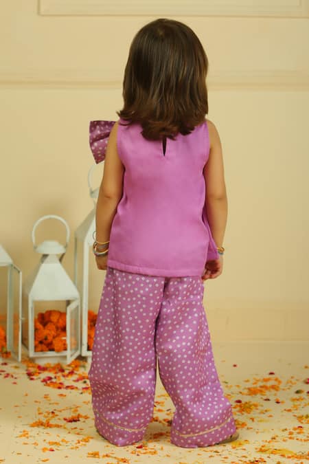 Shop Pankhuri By Priyanka Purple Modal, Satin Bandhani Top And Palazzo Set at Aza Fashions Shop_Pankhuri By Priyanka_Purple Modal, Satin Bandhani Top And Palazzo Set _at_Aza_Fashions