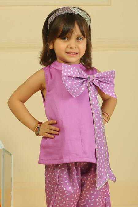 Pankhuri By Priyanka Purple Modal, Satin Bandhani Top And Palazzo Set Online at Aza Fashions Pankhuri By Priyanka_Purple Modal, Satin Bandhani Top And Palazzo Set _Online_at_Aza_Fashions