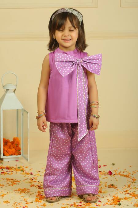 Pankhuri By Priyanka Purple Modal, Satin Bandhani Top And Palazzo Set at Aza Fashions Pankhuri By Priyanka_Purple Modal, Satin Bandhani Top And Palazzo Set _at_Aza_Fashions
